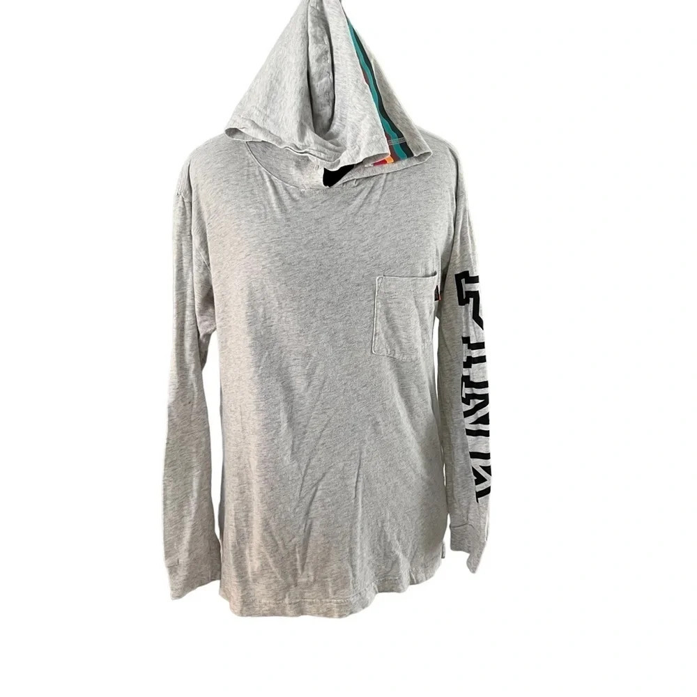 PINK Rainbow Long Sleeve Pocket Tee Shirt Hoodie XS